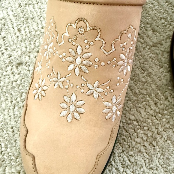 Alegria Women's Beige Floral Mules - Picture 2 of 4